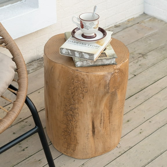 Christopher Knight Home Rustic 16.25" Side Table, Hand-Painted Faux Wood, Indoor/Outdoor, Light Brown