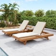 thumbnail image 1 of Christopher Knight Home Rustic Outdoor Chaise Lounge Chair with Cushion, Adjustable 4-Position Backrest, Cream, Set of 2, 1 of 13