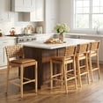 thumbnail image 1 of Christopher Knight Home Rustic PU Upholstered Barstools, Rivet Accents, Solid Wood Frame, Brown, Set of 4, 1 of 11
