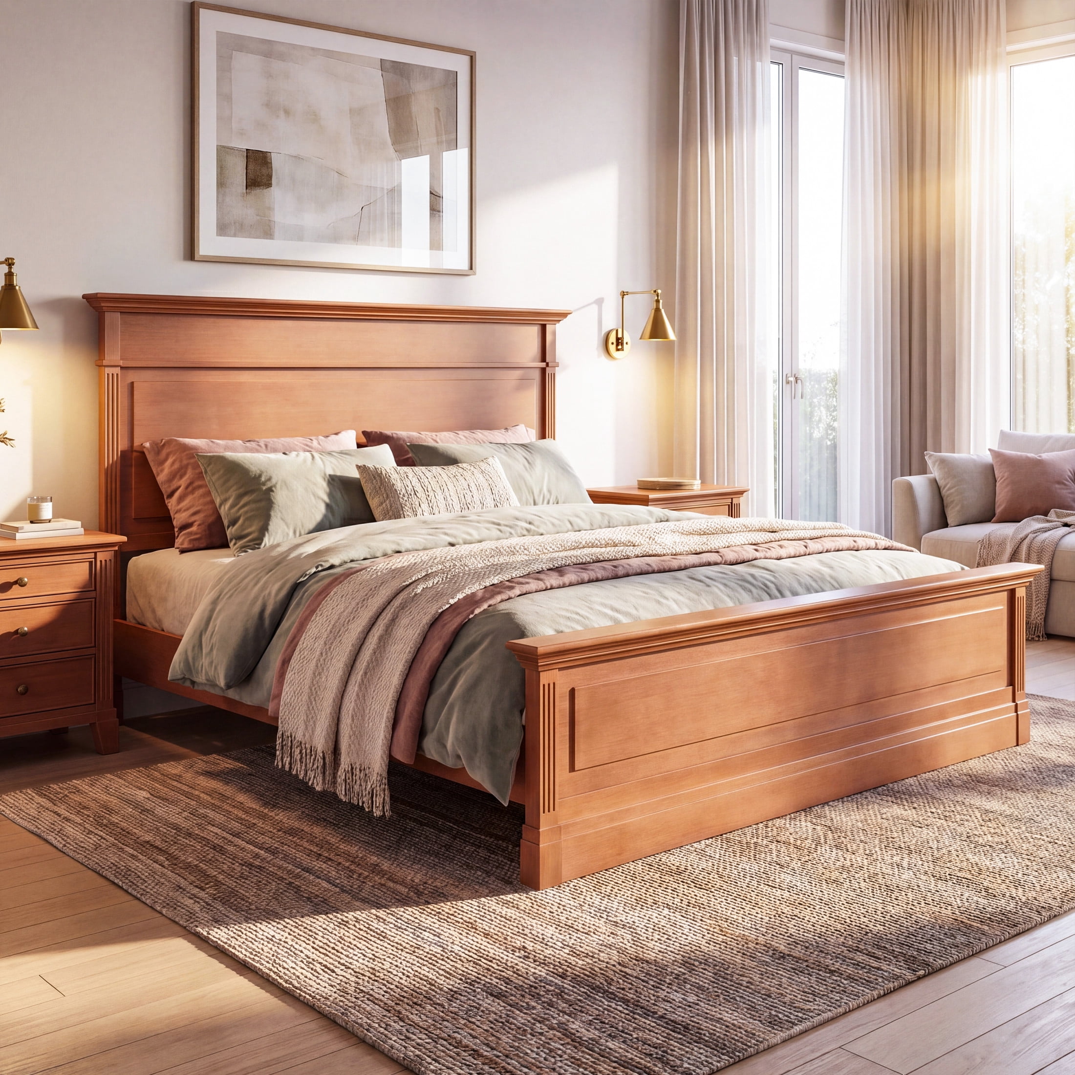 Christopher Knight Home Rustic Solid Wood King Bed Frame with High Headboard and Footboard, Brown