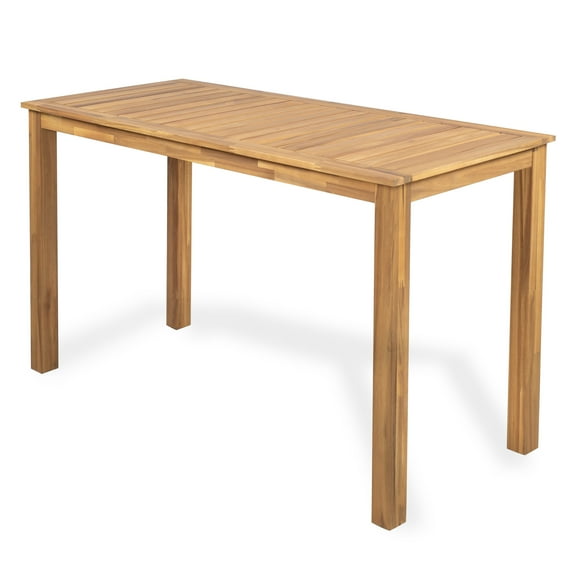 Christopher Knight Home Rustic Vintage 36.5" H Outdoor Wood Bar Table with Slatted Top, Light Teak