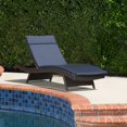 thumbnail image 1 of Christopher Knight Home Salem Outdoor Wicker Lounge with Water Resistant Cushion (Set of 2) by  Multibrown + Navy Blue, 1 of 4