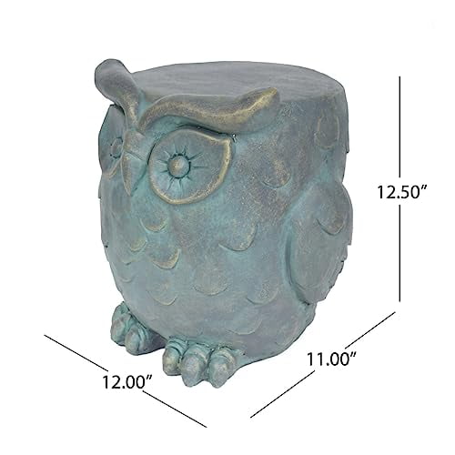 Gold Patina 12.5" Owl Garden Stool in Lightweight Concrete