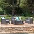 thumbnail image 1 of Christopher Knight Home Santa Lucia Outdoor 4-pc. Cushioned Wicker Chat Set by  Grey/Silver, 1 of 5