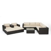 Christopher Knight Home Santa Rosa Outdoor 10-piece Sectional Set by Sets,With Cushions Multibrown + Beige Cushion Aluminum,Fabric 9