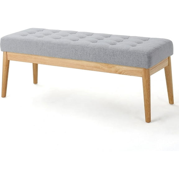 Christopher Knight Home Saxon Fabric Bench, Light Grey, 15.75 D x 43.50 W x 17.00 H