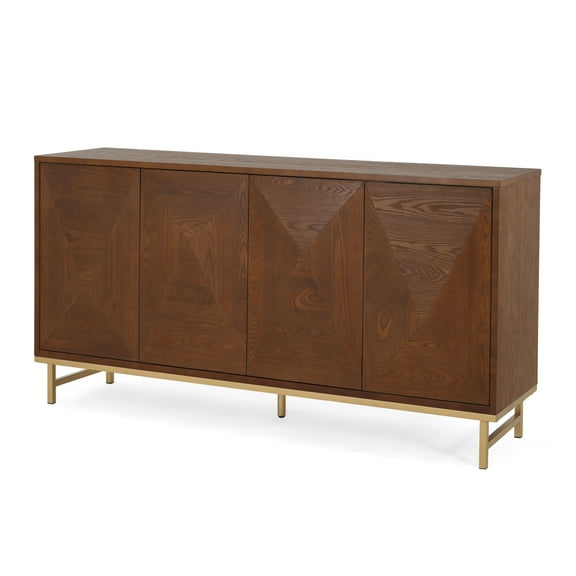 Christopher Knight Home Scandinavian Sideboard, Storage Cabinet with Adjustable Shelves, Brown