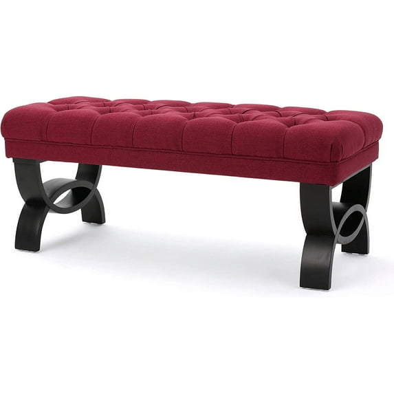 Christopher Knight Home Scarlett Tufted Fabric Ottoman Bench, Deep Red