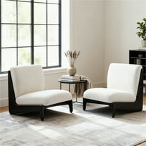 Christopher Knight Home Set of 2 Armless Accent Chairs, Solid Wood Frame with Cushions, Black White