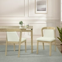 Christopher Knight Home Set of 2 Upholstered Armless Dining Chairs with Curved Backrest, Wood Frame, Natural Ash Beige