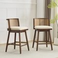 thumbnail image 1 of Christopher Knight Home Set of 2 Wooden Armless Counter Stools with Beige Upholstery, Dark Walnut, 1 of 11