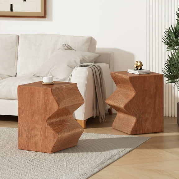 Christopher Knight Home Side Table Set of 2, Rectangular Nesting Accent Tables, Decorative Garden Stools, Natural