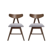Christopher Knight Home Stocker Fabric and Rubberwood Dining Chairs Set of 2 by Natural Walnut/ Dark Grey Short
