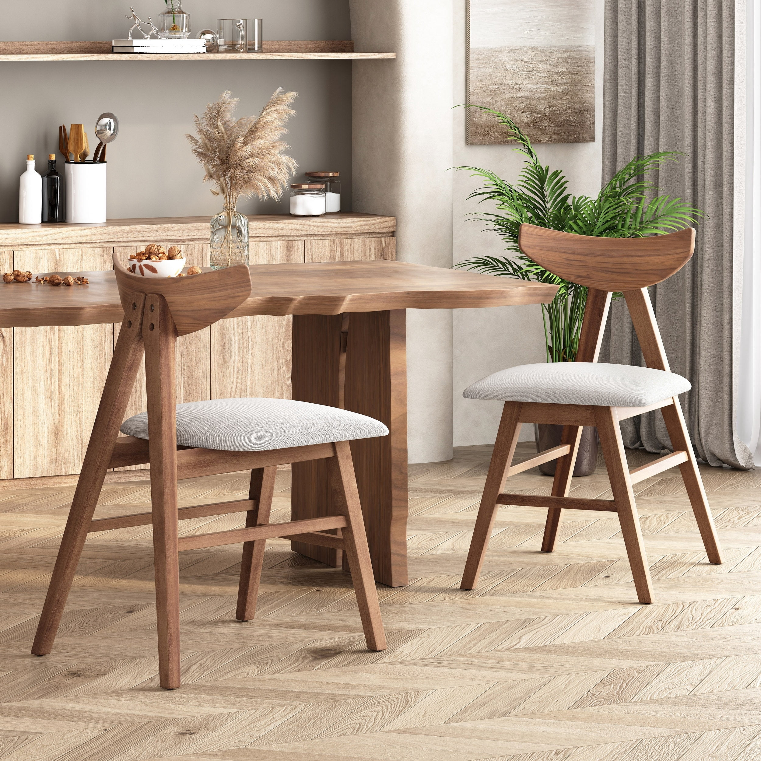 Christopher Knight Home Molly Mid-Century Modern Dining Chairs, Set Of 2 - Mint Fabric, Walnut Rubberwood Frame
