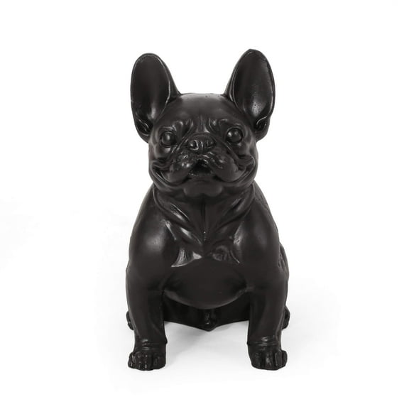 Christopher Knight Home Delamore Outdoor French Bulldog Garden Statue by Matte Black