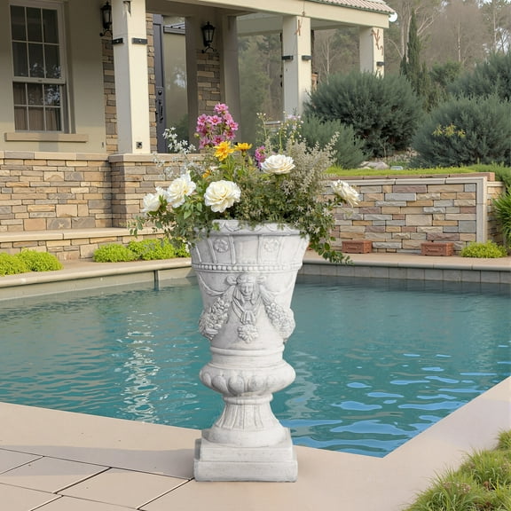 Christopher Knight Home Traditional 23.75'' H MGO Urn Planter, Indoor/Outdoor, Drainage Hole, Light Grey