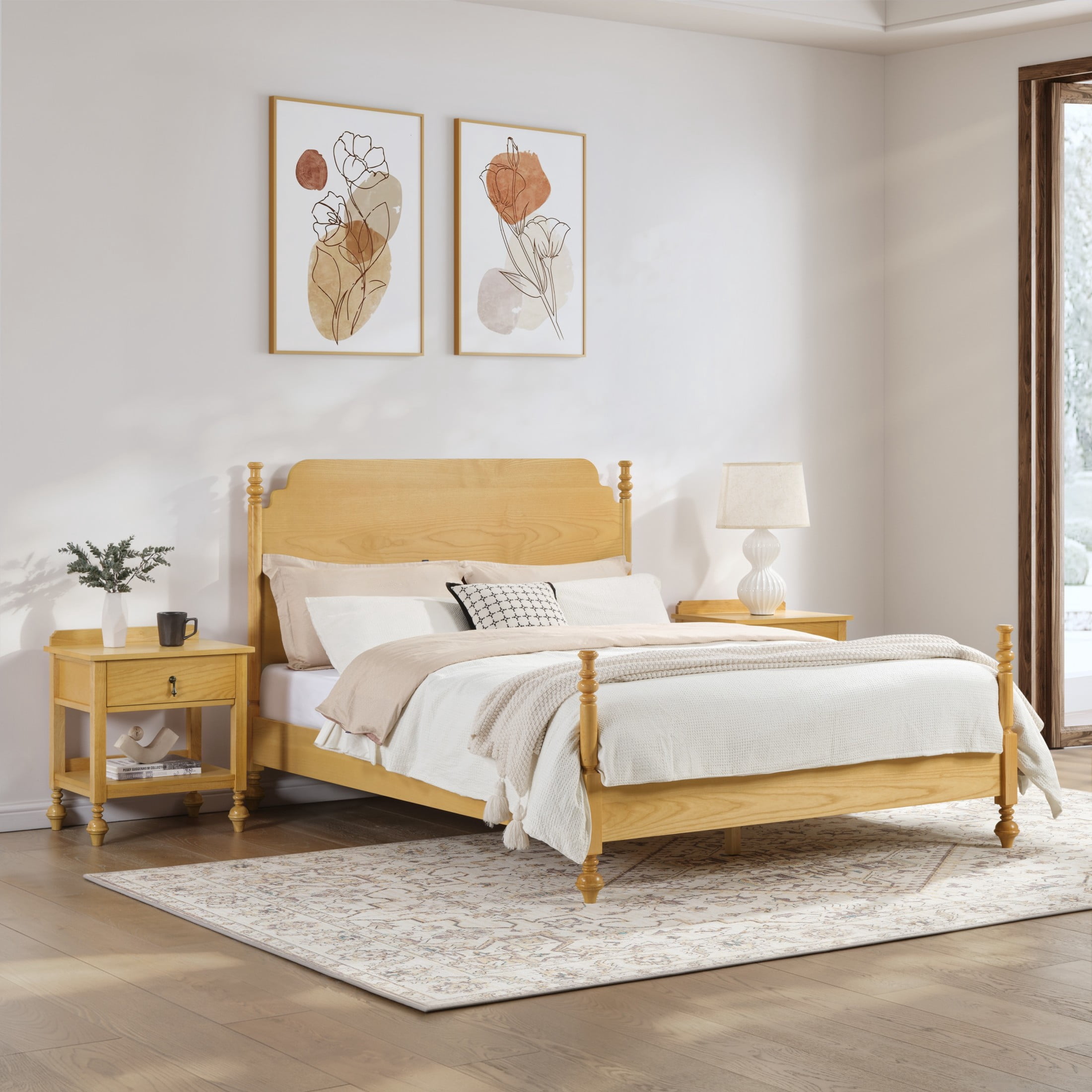 Queen Frame Christopher Knight Home Traditional Queen Platform Bed Frame with ...