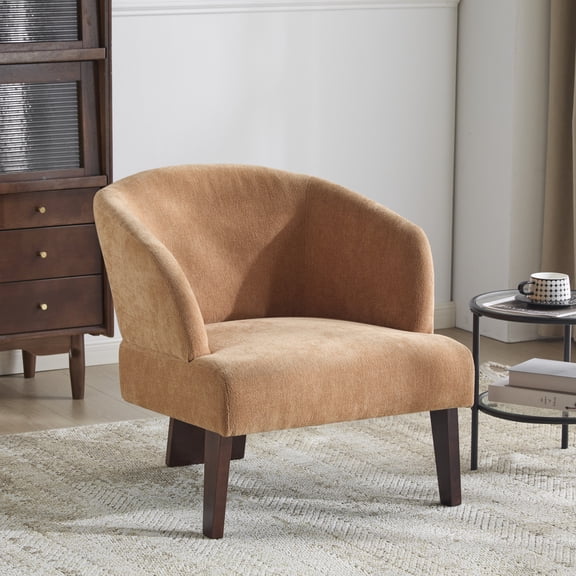 Christopher Knight Home Transitional Accent Chair with Curved Backrest, Solid Wood Base, Pumpkin Orange