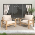 thumbnail image 1 of Christopher Knight Home Transitional Outdoor Lounge Chair with Cushions, Solid Wood, Light Gray+Teak, Set of 2, 1 of 8