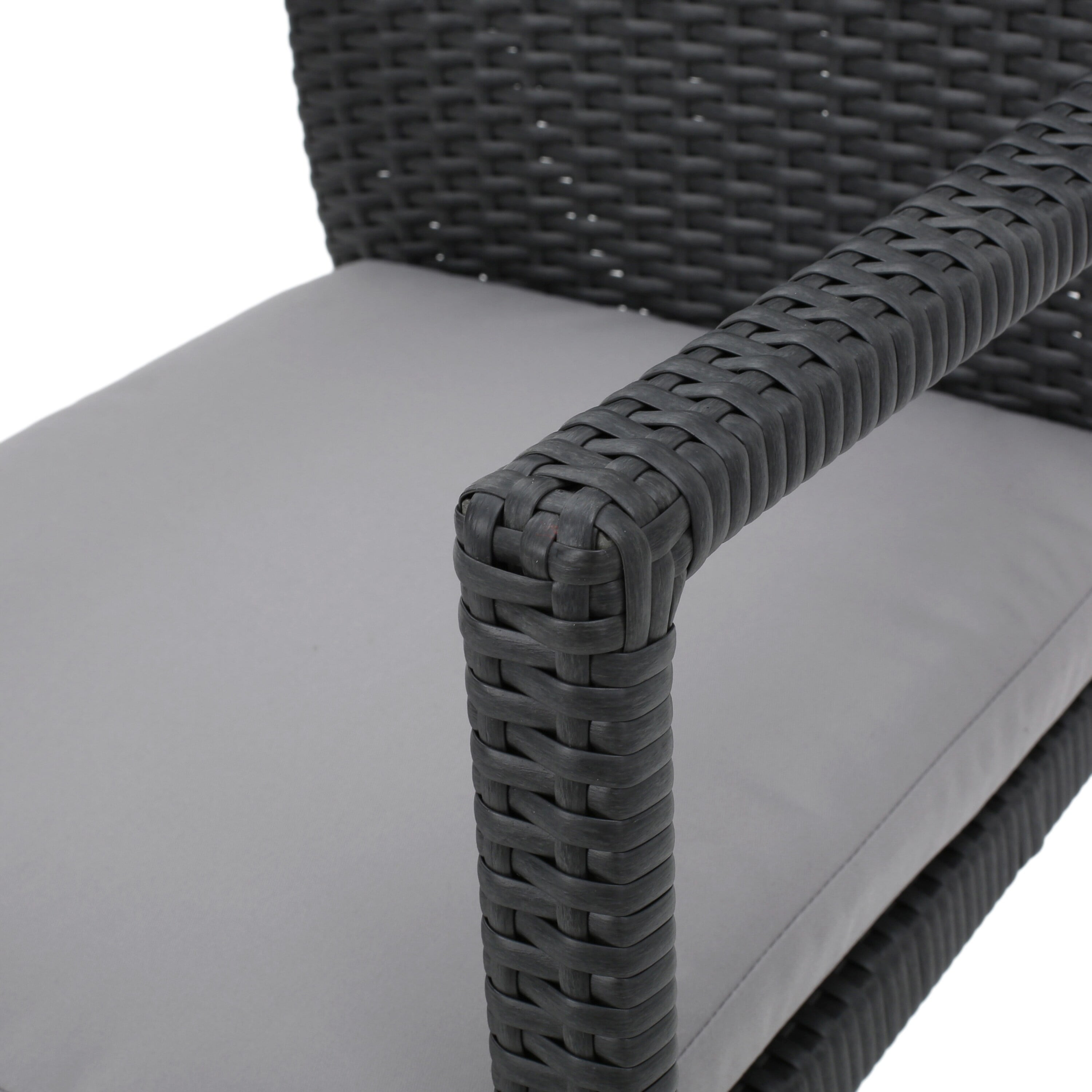 Gray and Black 6-Piece Aluminum Wicker Outdoor Dining Set