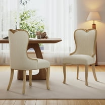 Christopher Knight Home Tufted Wingback Dining Chairs with High Backrest, Solid Wood Frame, Beige, Set of 2
