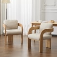 thumbnail image 1 of Christopher Knight Home Upholstered Dining Chairs with Curved Backrest, Natural + Beige, Set of 2, 1 of 11