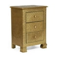 thumbnail image 1 of Christopher Knight Home Upson Handcrafted Boho 3 Drawer Nightstand, Gold, 1 of 5