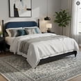 thumbnail image 1 of Christopher Knight Home Vintage King Platform Bed Frame with Upholstered Headboard, Black+Navy Blue, 1 of 9