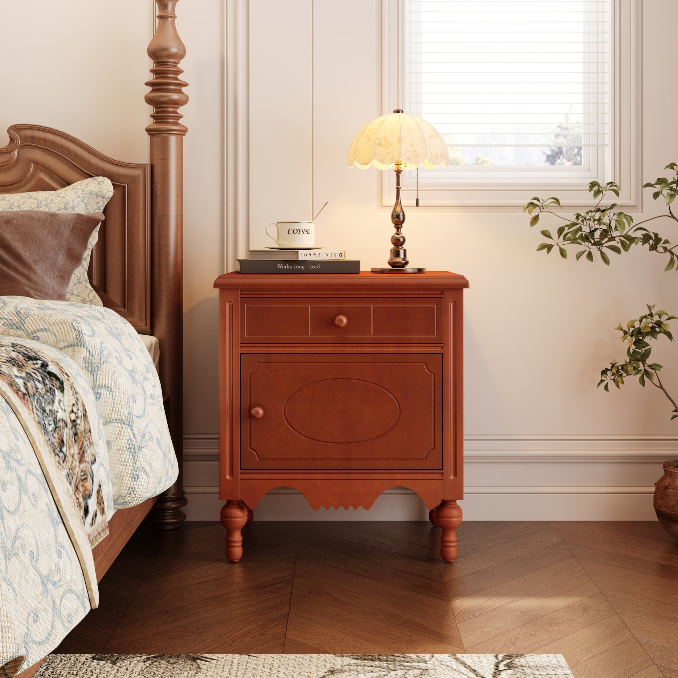 Christopher Knight Home Vintage Nightstand with Pattern Carved