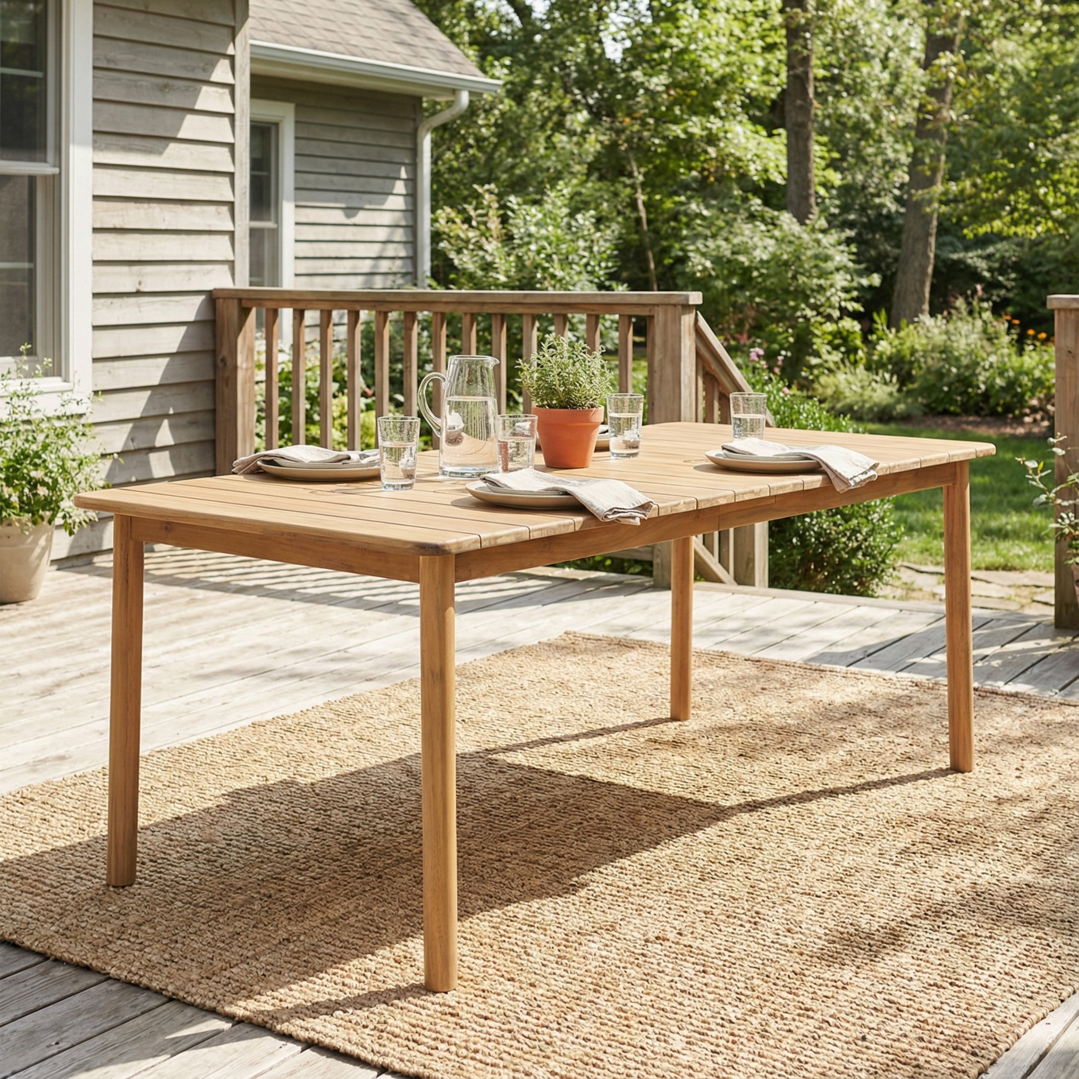 Christopher Knight Home Visola 79" Outdoor Dining Table, Solid Acacia Wood Patio Table for 6-8, Oiled Teak