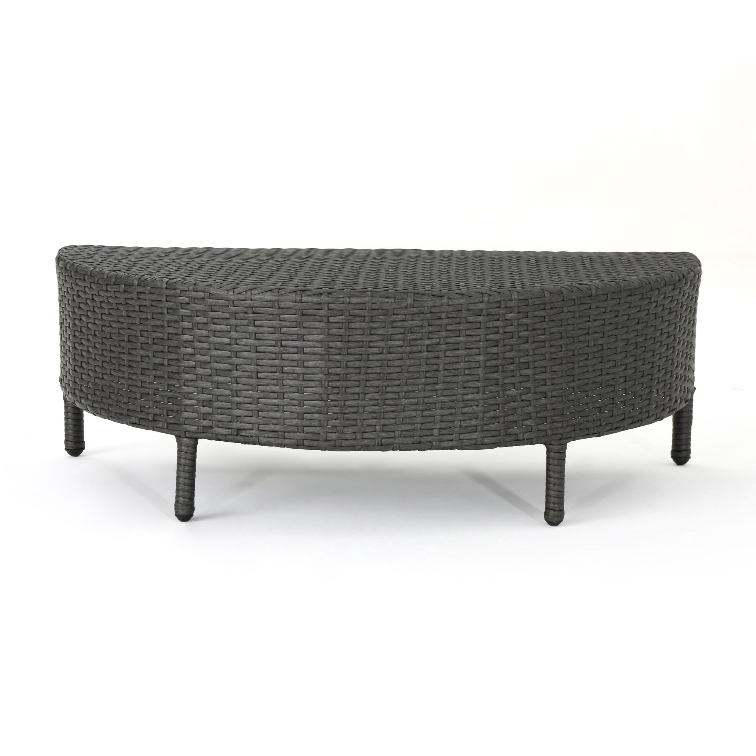 Christopher Knight Home Weather Resistant Half-Round Faux Rattan Coffee ...