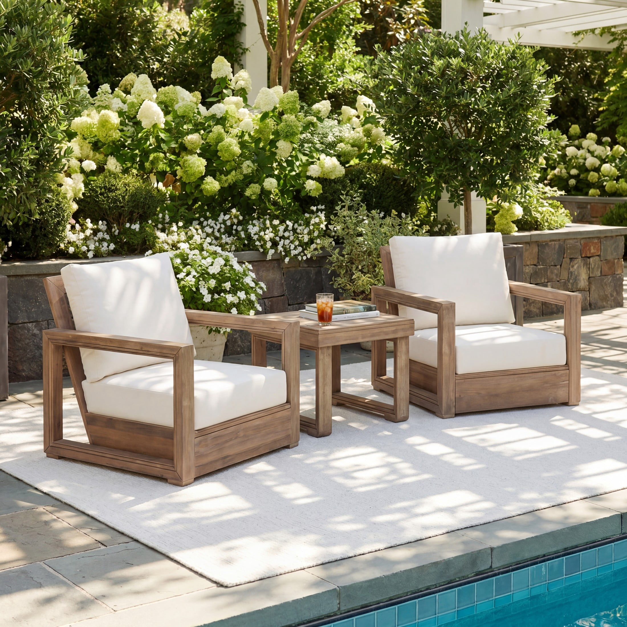 Christopher Knight Home Westchester 3-Piece Outdoor Swivel Chairs with Side Table Set, Brown+Beige
