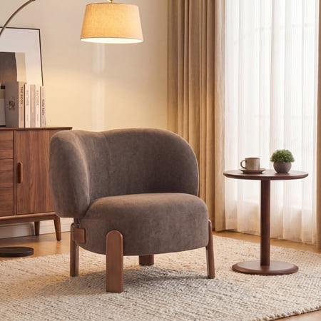 Christopher Knight Home Wingback Accent Chair, Upholstered Armchair with Solid Wood Legs, Dark Brown