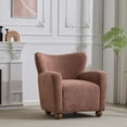 thumbnail image 1 of Christopher Knight Home Wingback Chair, Boucle Upholstered Accent Chair with Solid Wood Legs, Coral, 1 of 9