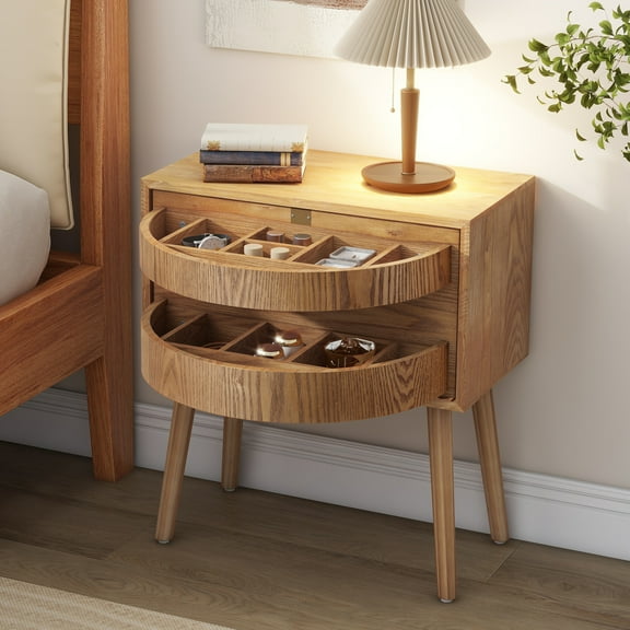 Christopher Knight Home Wood Nightstand with Rotating Hidden Compartment, Modern Storage Bedside Table, Natural