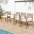 thumbnail image 1 of Christopher Knight Home Wood Outdoor Dining Chair with Cushion, Woven Rope Design, Teak+Cream, Set of 4, 1 of 12