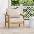 thumbnail image 1 of Christopher Knight Home Wood Outdoor Lounge Chair with Wide Backrest and Armrests, Beige Cushion, 1 of 13