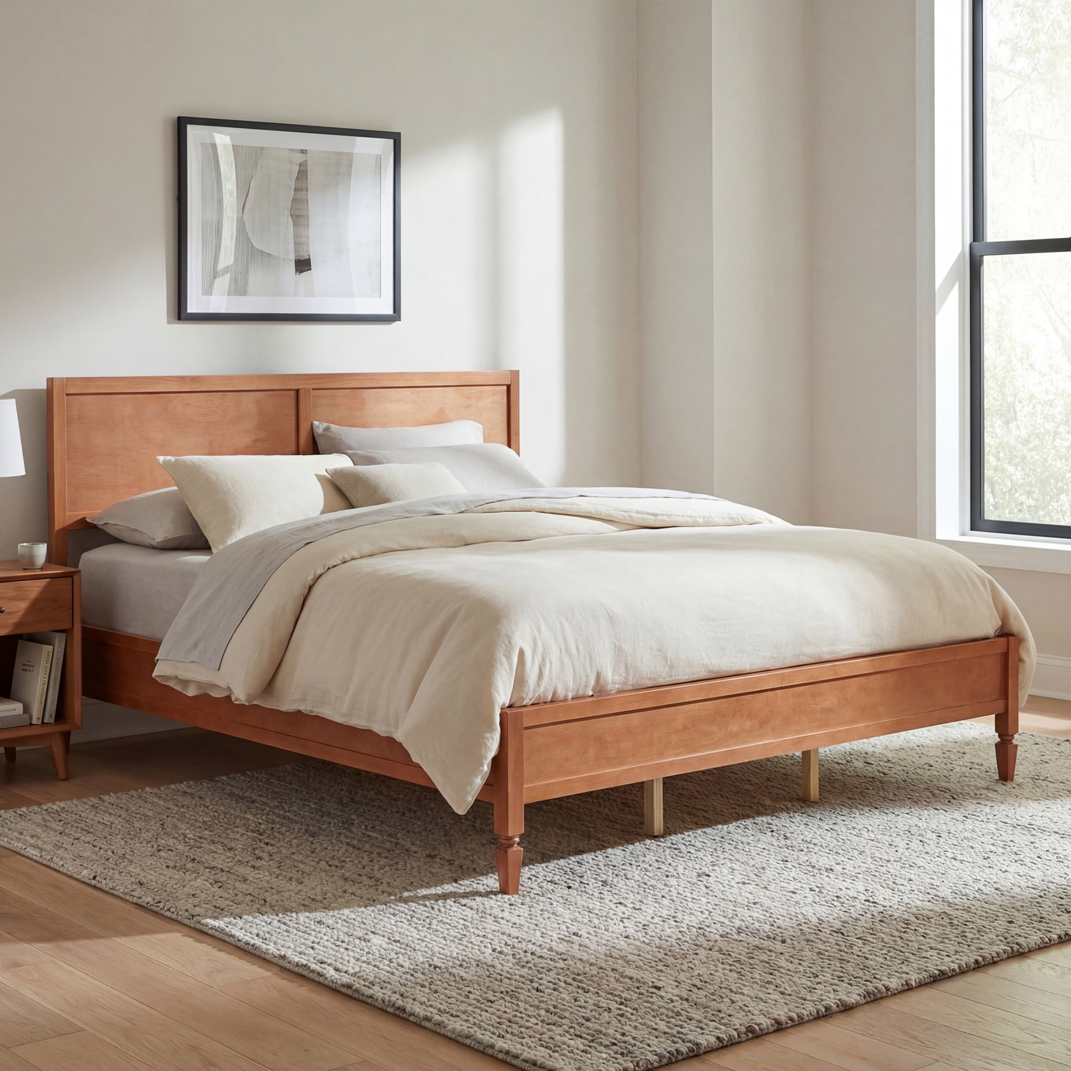 Christopher Knight Home Wooden Platform Bed Frame with Classic Panel Headboard, King Size, Brown