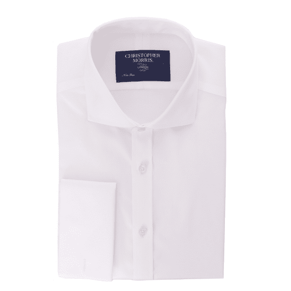 Christopher Morris Men's 100% Cotton Non-Iron White French Cuff Classic Fit Dress Shirt