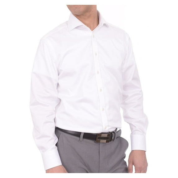 Christopher Morris Men's 100% Cotton Non-Iron White Slim Fit French Cuff Dress Shirt