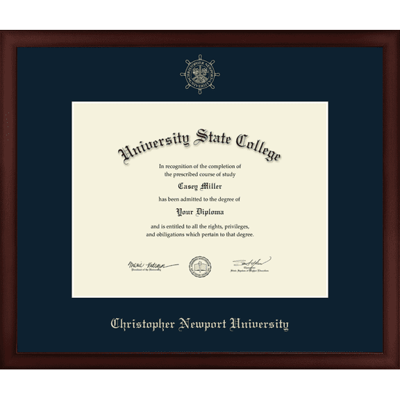 Christopher Newport University Diploma Frame, Document Size 13" x 10"