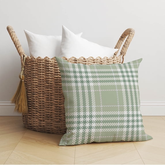 Christopher Plaid Green Throw Pillow