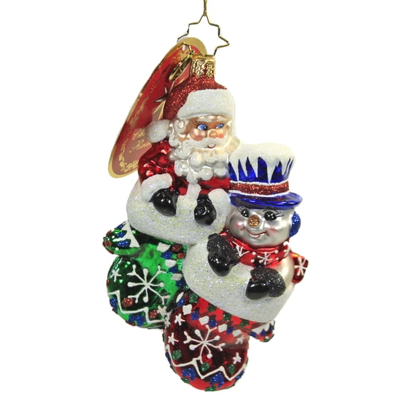 Christopher Radko A Perfect Pair Glass Ornament Santa Snowman 1019794
