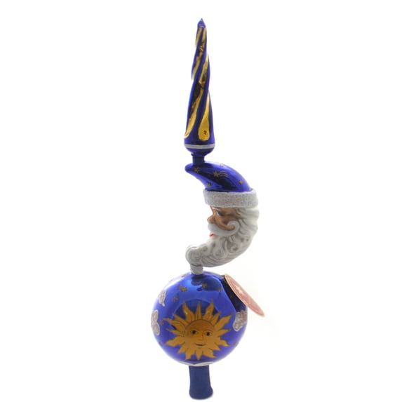 Christopher Radko Celestial Saint Nick Glass Finial Moon Clouds Stars 1019498