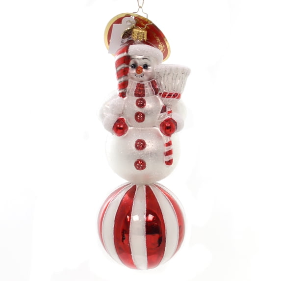 Christopher Radko Cherry Ice Pose Glass Ornament Snowman Ball 1018244