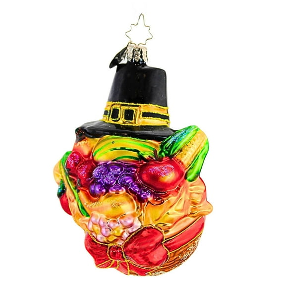 Christopher Radko Company 4.25In Basket Of Bounty, Glass, Ornament Thanksgiving Fruit 1012109