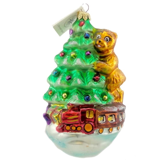 Christopher Radko Company 6.50In Right On Track, Glass, Ornament Teddy Bear Train 983020