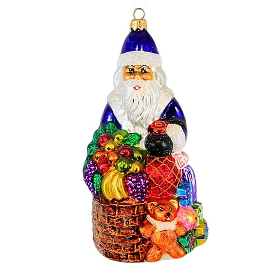 Christopher Radko Company 7.25In Santa Delivers, Glass, Ornament Basket Fruit Bear 972470