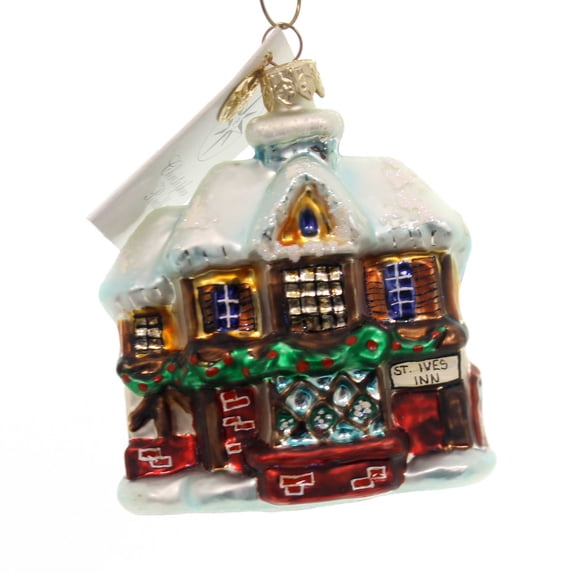 Christopher Radko Dainty Alpine Frostville Glass Ornament Inn House Christmas