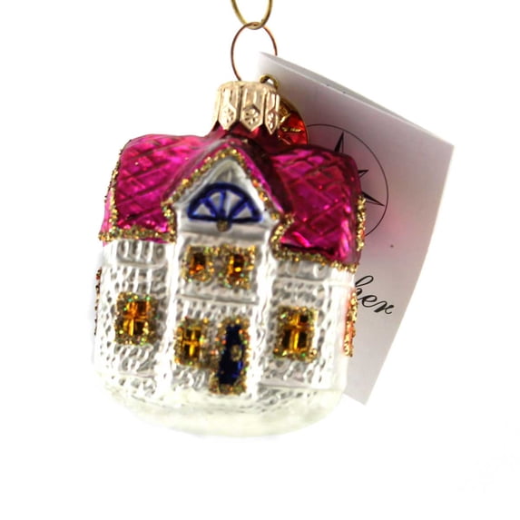 Christopher Radko Mini Manor House Glass Cottage Home Quaint